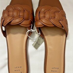 NWT, A New Day (by: Target) Women's Cognac Claudette Braided Sandals, SZ 7.5